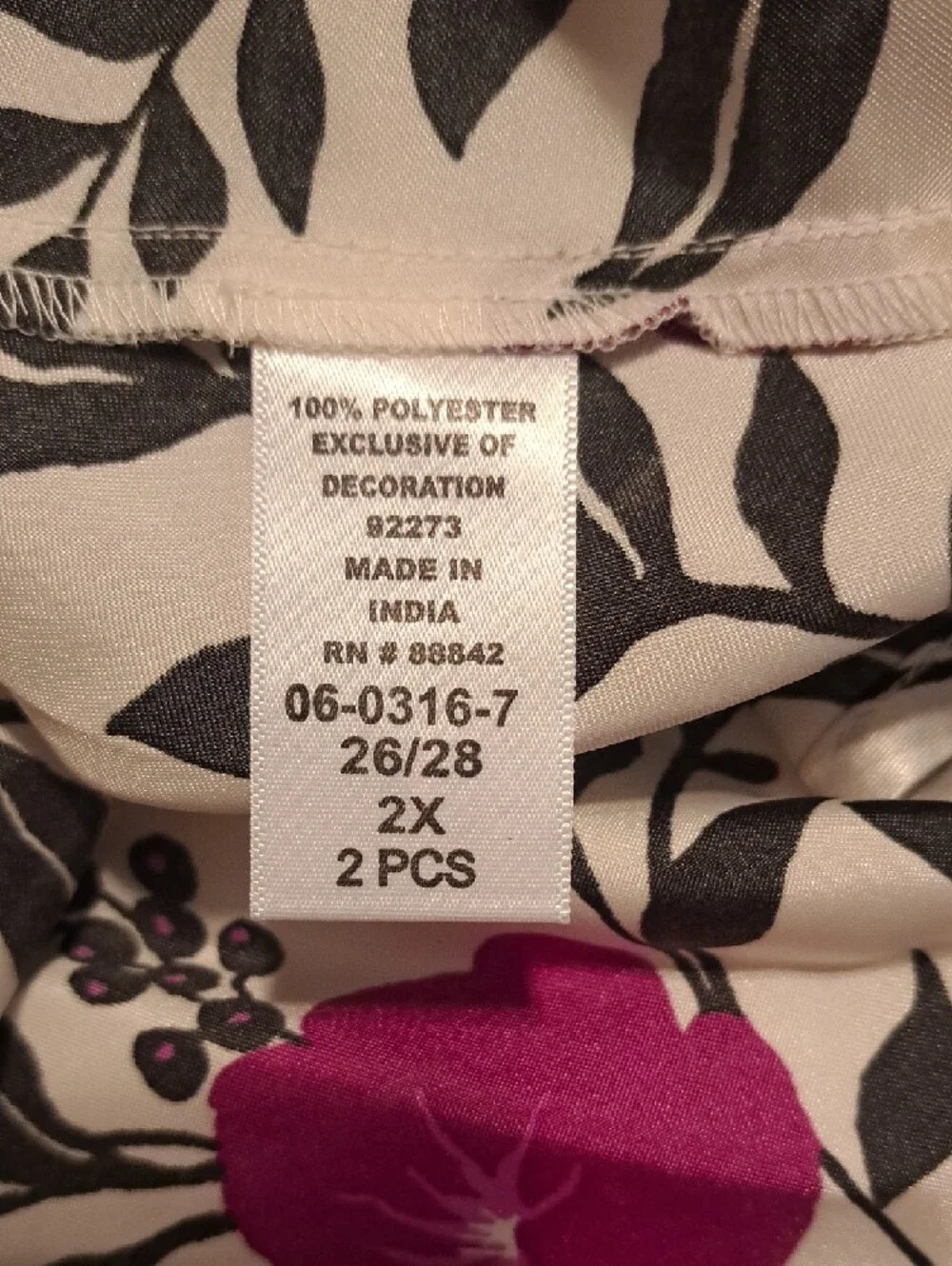 Amoureuse White Floral Lace-Trim Maxi Nightgown - Magenta & Black Print - Picture 8 of 15